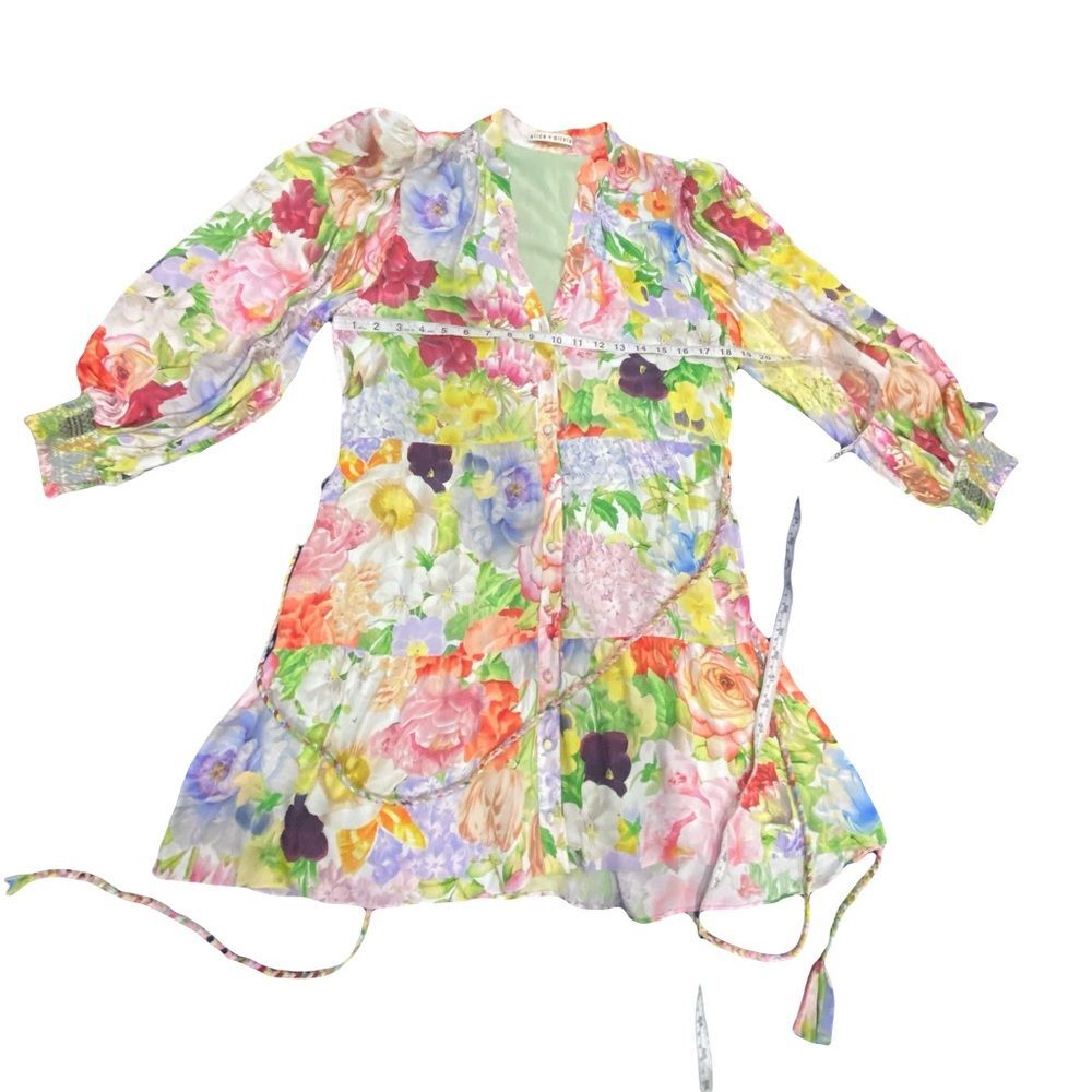 Alice + Olivia Antonette Long Sleeve Button Front Mini Dress 8 - Picture 7 of 13